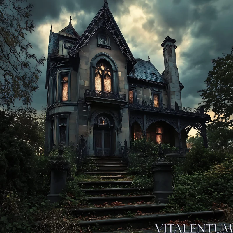 Mysterious Gothic Mansion AI Image