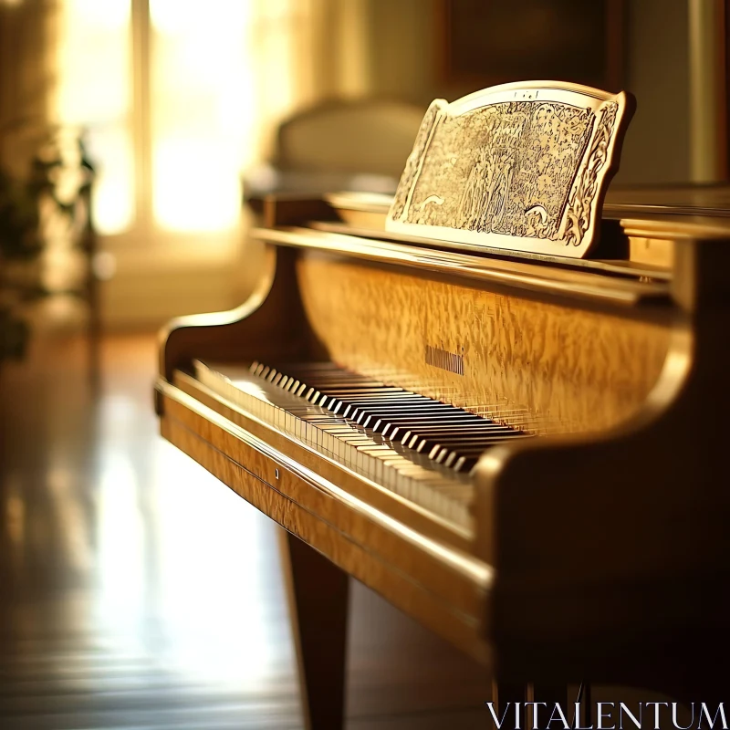 AI ART Grand Piano Illuminated by Sunlight