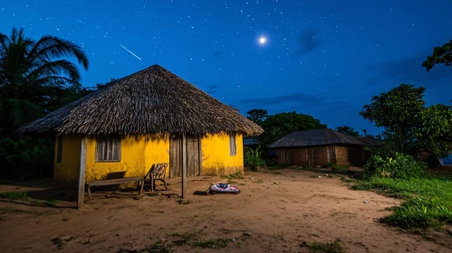 Serene Village Under Starry Night