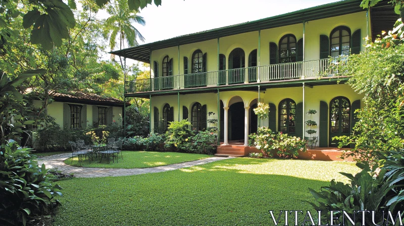 Colonial Architecture in Green Surroundings AI Image