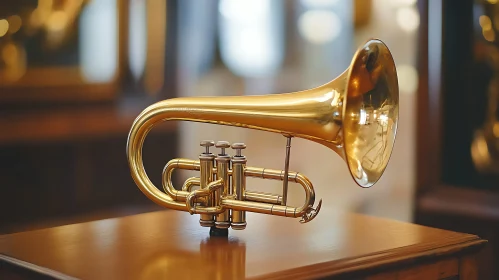 Golden Brass Trumpet Display