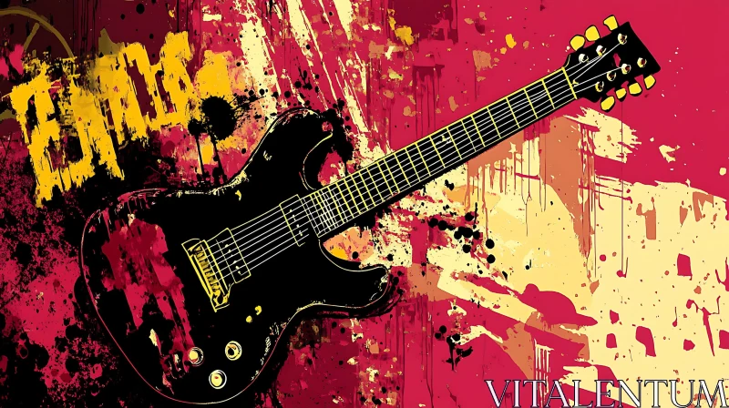 Electric Guitar in Abstract Splatter Art AI Image