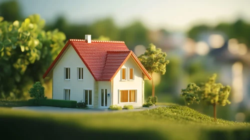 Serene Countryside Home with Red Roof