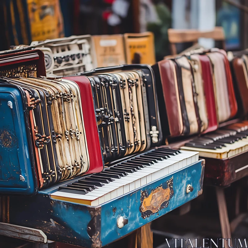 Retro Musical Instruments at Market AI Image