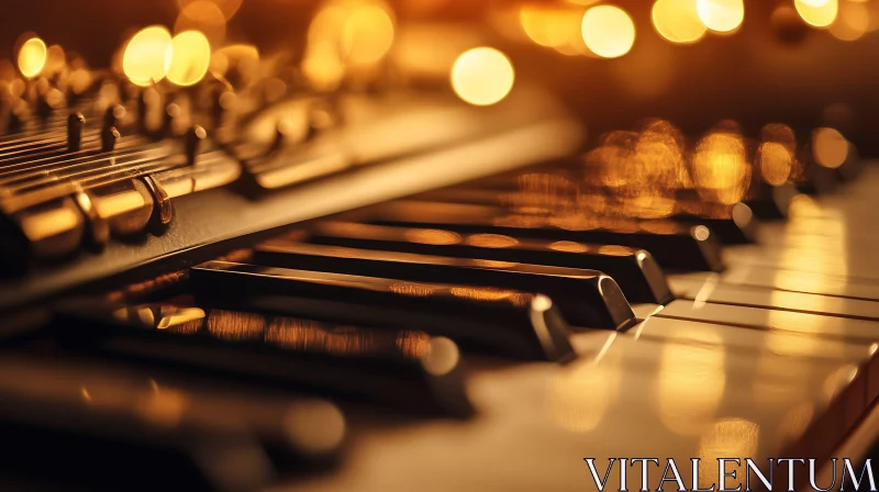 Piano Keys with Ambient Golden Lights AI Image