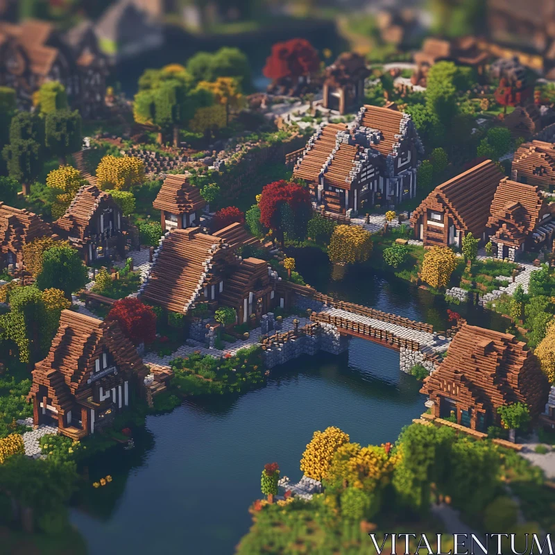 Medieval Village Landscape AI Image