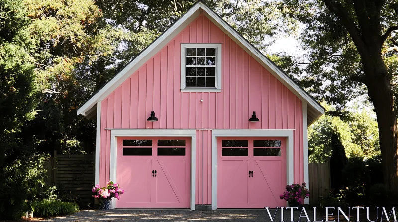 Delightful Pink Country Home with Garages AI Image