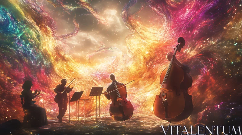 Galactic Symphony with String Quartet AI Image