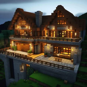 Exquisite Minecraft Hillside House with Stone and Wood Architecture