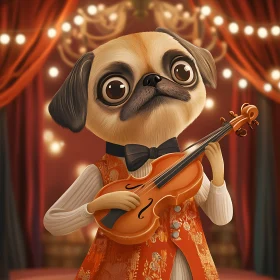 Pug Violinist in Concert