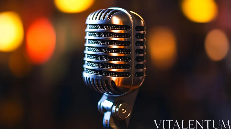 Classic Music Microphone with Warm Lighting AI Image