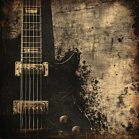 Rustic Electric Guitar with Grunge Texture