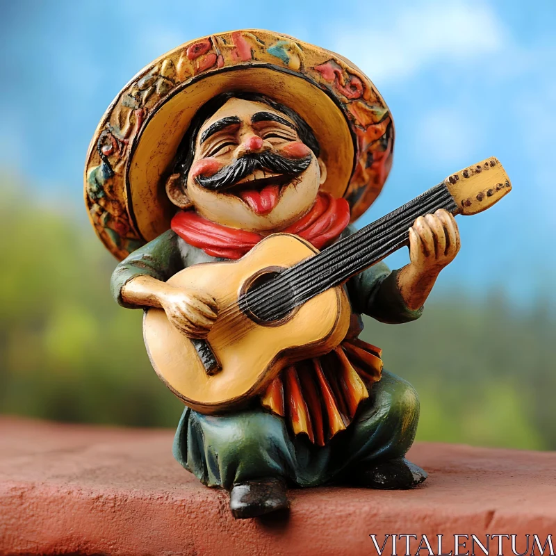 Colorful Musician Figurine with Guitar AI Image