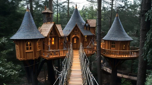 Treehouse Nestled in the Forest Canopy