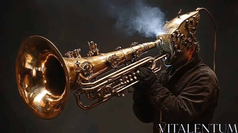 Futuristic Steampunk Brass Music Performance AI Image