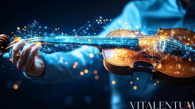 Light-Emitting Violin Strings AI Image