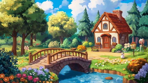 Fairy-Tale Cottage by a Stream