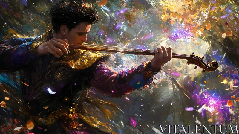 Emotion and Music - Violinist in Abstract Art AI Image