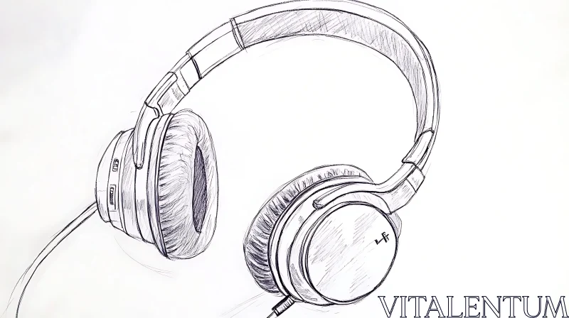 AI ART Hand-Drawn Over-Ear Headphones Illustration