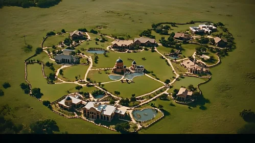 Aerial View of Expansive Estate with Multiple Buildings