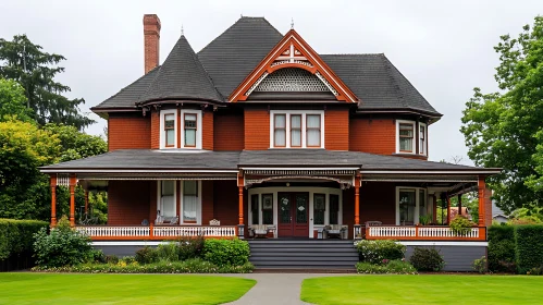 Classic Victorian Wooden Home with Manicured Garden