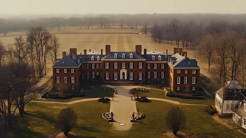 Majestic Aerial View of a Historic Mansion