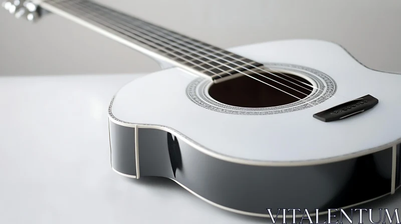 White and Black Acoustic Guitar AI Image