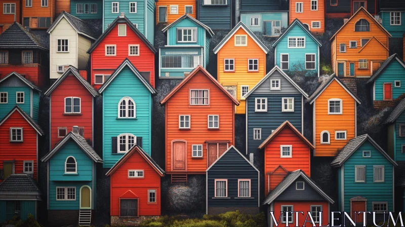 AI ART Densely Packed Colorful Houses