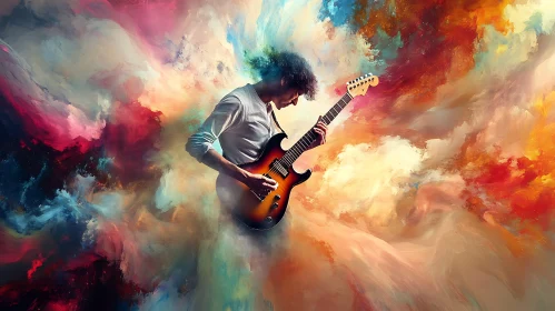 Guitarist in Abstract Art