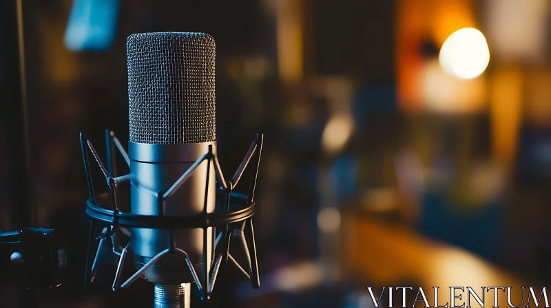Close-Up of Studio Microphone with Shock Mount