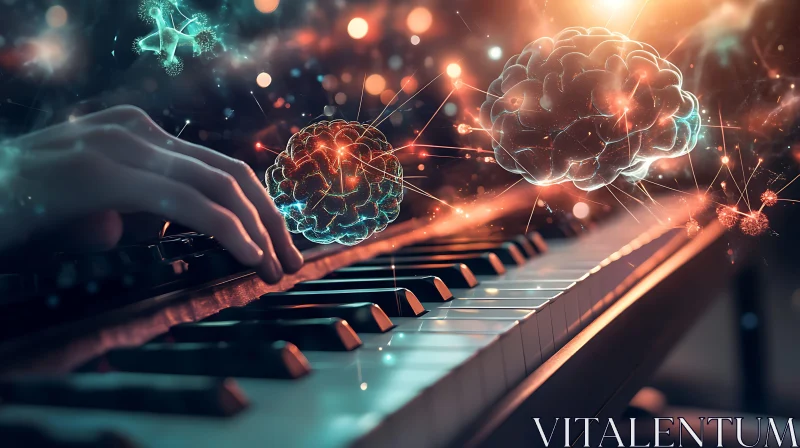 Harmony of Piano and Brain Waves AI Image