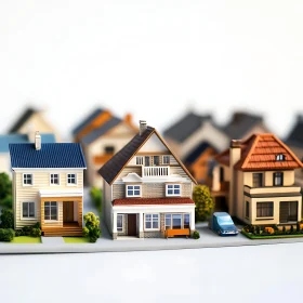 Diverse Residential Miniatures in a Row