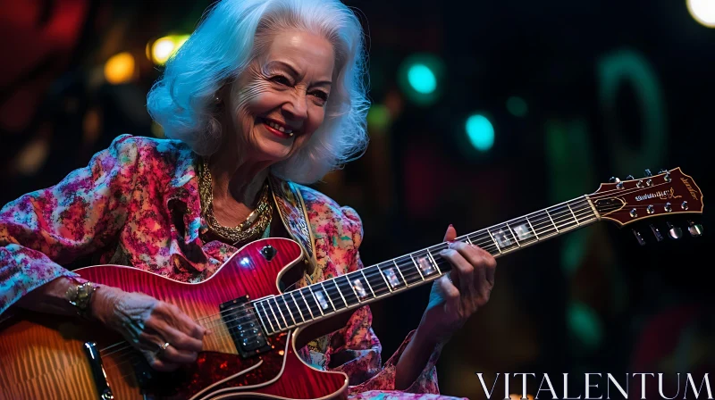 Senior Woman Performing with Guitar AI Image