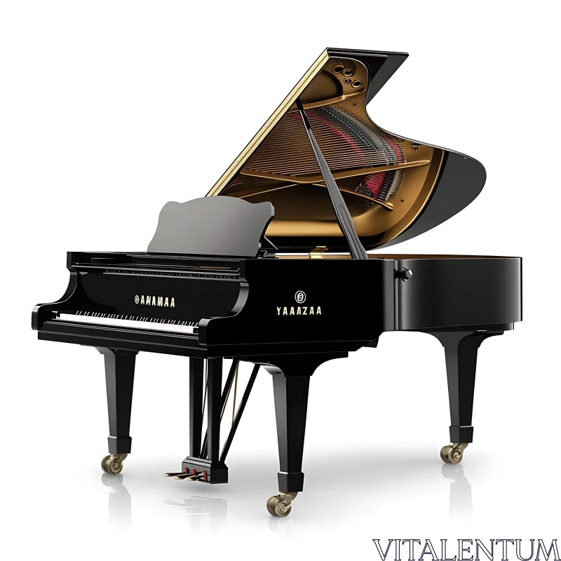 Sleek Grand Piano Displaying Intricate Mechanics AI Image