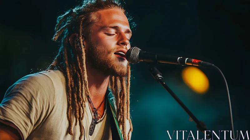 Passionate Singer with Dreadlocks AI Image