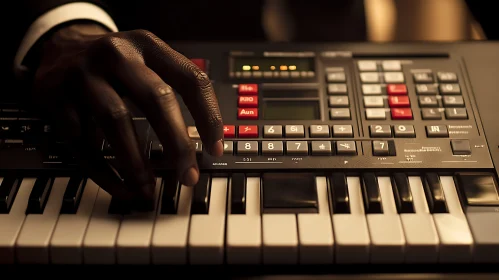 Hand on Keyboard Close-Up