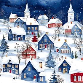 Charming Snowy Village Scene