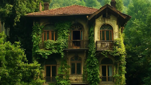 Mysterious Abandoned House Overgrown with Ivy