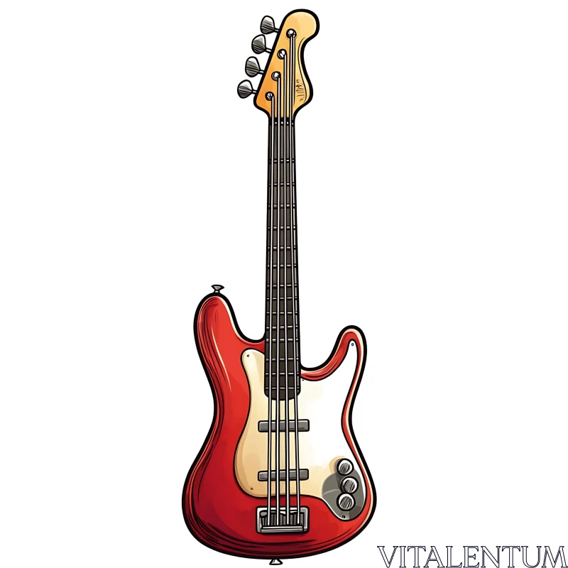 AI ART Red Bass Guitar Artwork