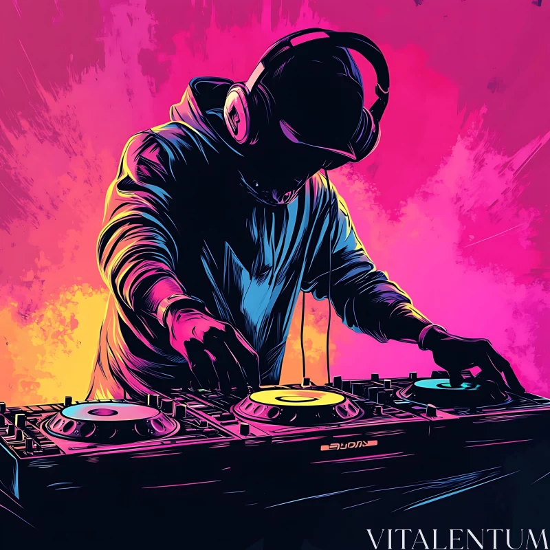 DJ in Hoodie Mixing Tracks AI Image