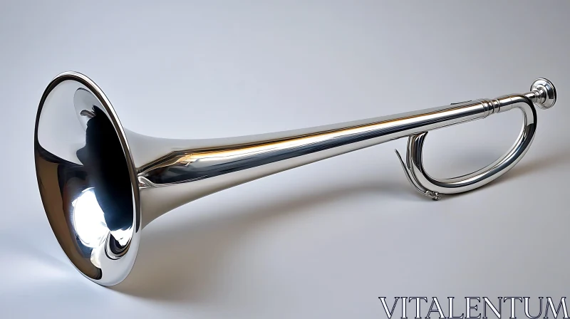 Detailed View of a Shiny Silver Trumpet AI Image