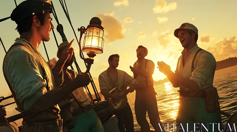 Sunset Sea Shanty by Sailors AI Image