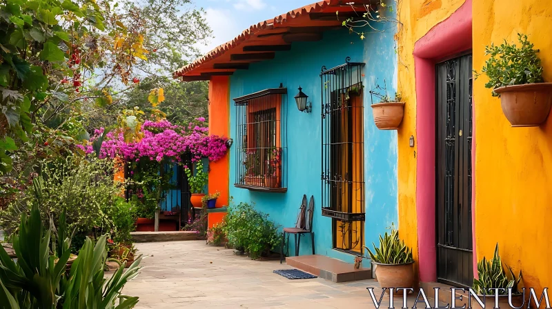 Vibrant Exteriors Adorned with Flowers AI Image