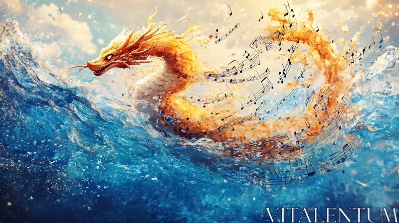 Musical Water Dragon Art AI Image