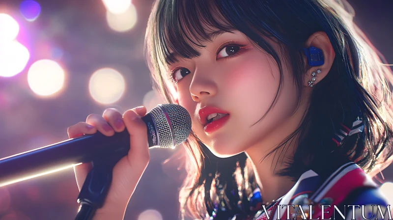 Anime Girl Singing on Stage AI Image