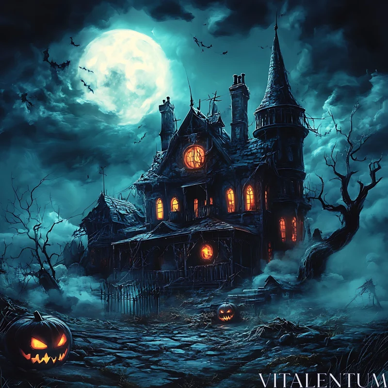 AI ART Spooky Halloween Night