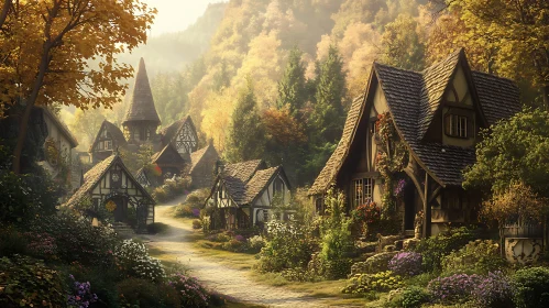 Charming Cottages in Autumnal Forest