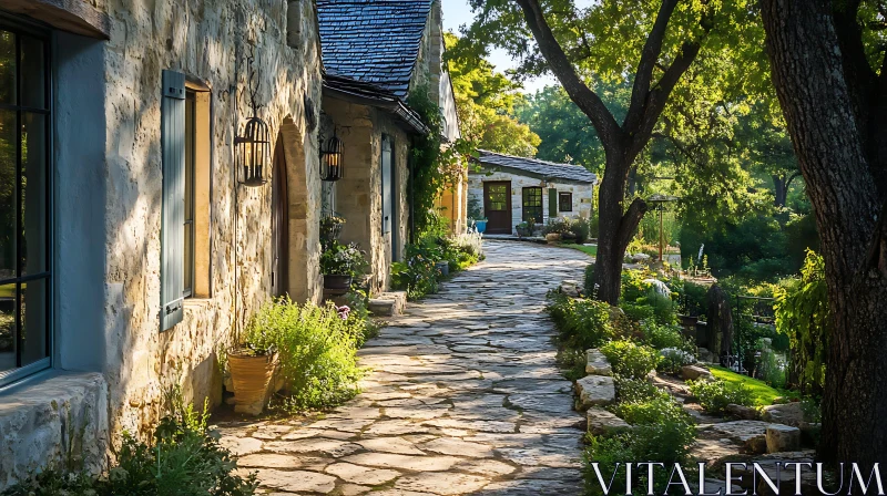 Rustic Cottage in Natural Setting AI Image