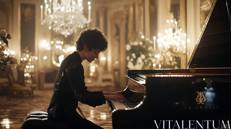 Piano Performance in Luxurious Setting AI Image