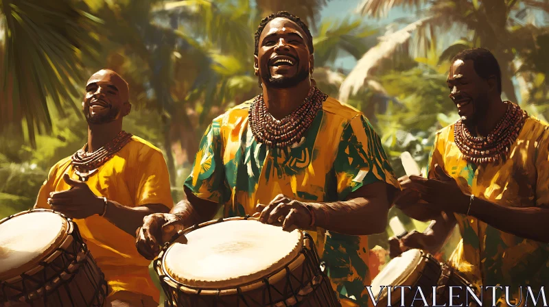 Joyful African Drummers Celebrating AI Image